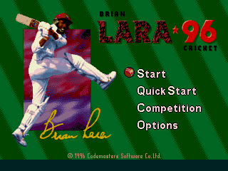Brian Lara Cricket 96 (March 1996) Title Screen